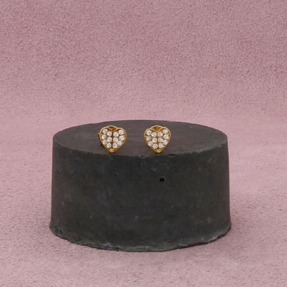 bony levy 18k yellow gold 0.13 ct diamond simple obsession heart stud earrings - Picture 1 of 3